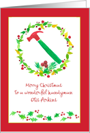 Merry Christmas Handyman Hammer Holly Custom Name card