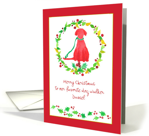 Merry Christmas Dog Walker Holly Custom Name card (1443728)