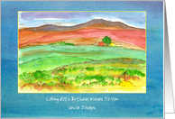 Happy Birthday Autumn Watercolor Landscape Custom card