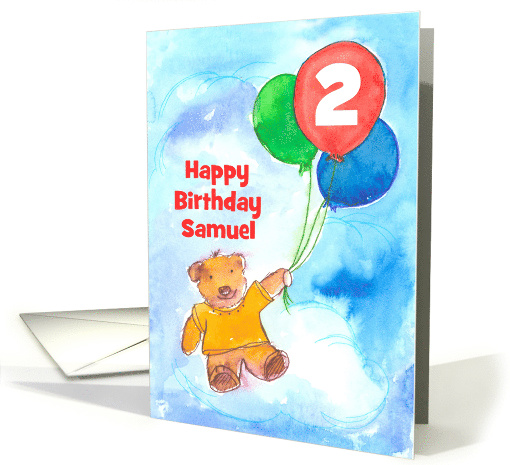 Happy Birthday Brown Teddy Bear Balloons Custom card (1446240)