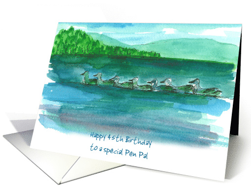 Happy 40th Birthday Pen Pal Mountain Lake Birds Watercolor card