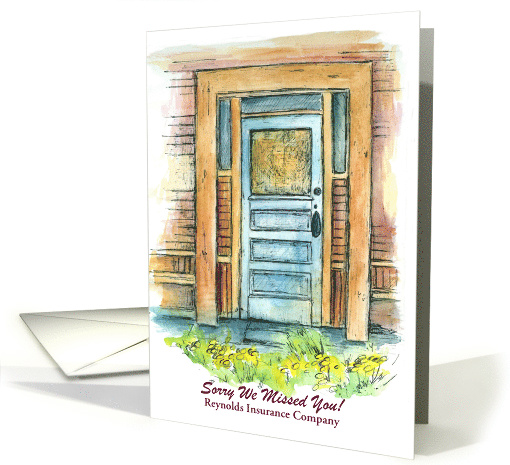 Sorry We Missed You Door Watercolor Illustration card (1456938)