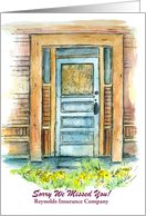 Sorry We Missed You Door Watercolor Illustration card