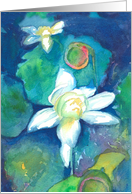 Happy Birthday White Lotus Flower Painting card