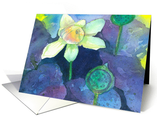 Lotus Flower Watercolor Painting Blank card (1460844)