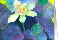Lotus Flower Watercolor Painting Blank card