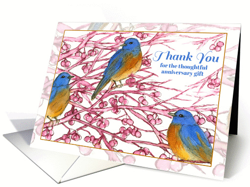Thank You For The Anniversary Gift Bluebirds Watercolor card (1461752)