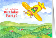 Child Flying Airplane Birthday Party Invitation card