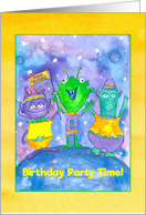 Birthday Party Invitation Aliens Planets Outer Space card