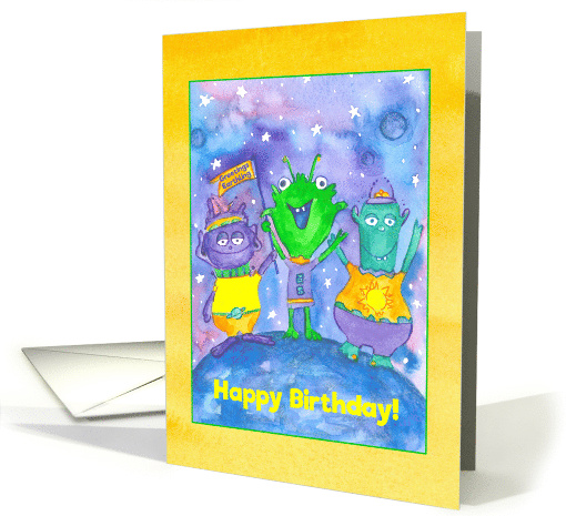 Happy Birthday Aliens Planets Outer Space card (1466620)
