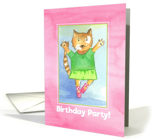 Birthday Party Invitation Kitten Ballet Dancer card (1466632)