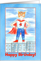 Happy Birthday Kids Superhero Watercolor card