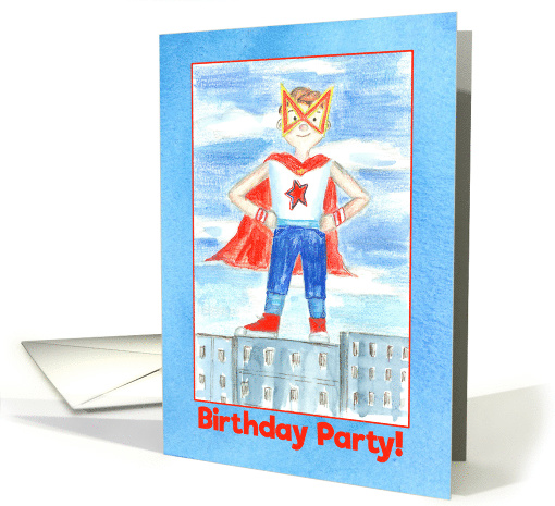 Kids Birthday Party Invitation Superhero Watercolor card (1468060)