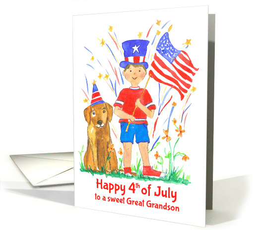 Happy 4th of July Great Grandson Dog card (1469900)
