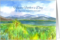 Happy Father’s Day Nephew In Law Mountain Lake Watercolor card