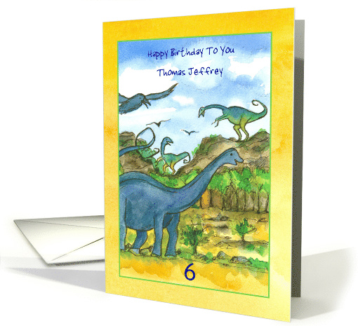 Dinosaurs Happy 6th Birthday Custom Name and Age... (1483276)