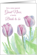 Bridal Shower Congratulations Great Niece Watercolor Tulips card