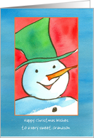 Merry Christmas Grandson Watercolor Snowman Custom card