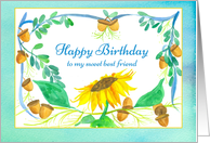 Happy Birthday Sweet Best Friend Sunflower Watercolor card