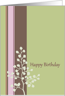 Happy Birthday Tree Apple Green Stripes card