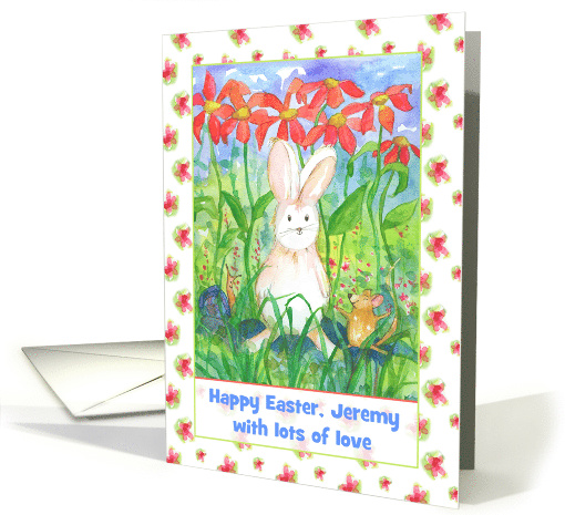 Happy Easter White Rabbit Mouse Snail Custom card (1505474)