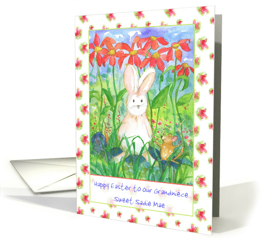 Happy Easter Grandniece White Rabbit Custom card (1506384)