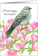 State Bird of Mississippi Mockingbird Magnolia Flower card