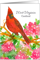 State Bird of West Virginia Cardinal Rhododendron card