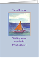 Happy 60th Birthday Twin Brother Sailing Custom card