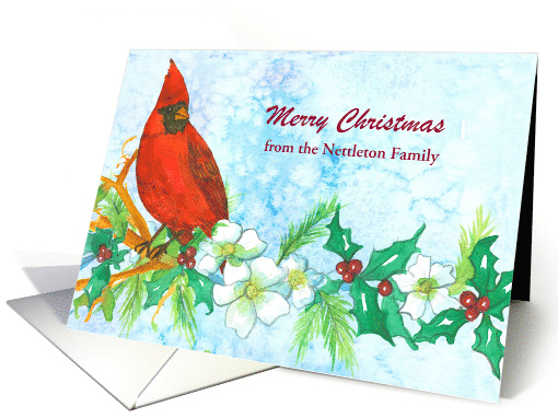 Merry Christmas Cardinal Bird Custom Name card (1545322)
