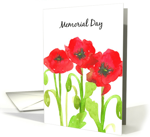 Memorial Day Red Poppy Flowers Watercolor card (1565756)