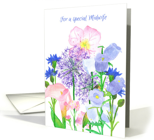 Thank You Midwife Alliums Primrose Flowers card (1575340)