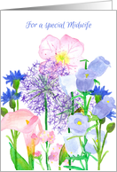 Thank You Midwife Alliums Primrose Flowers card