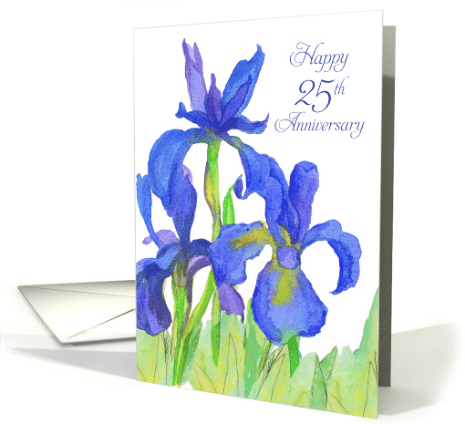 Happy 25th Anniversary Blue Iris Flowers card (1584592)