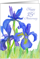 Happy 25th Anniversary Blue Iris Flowers card