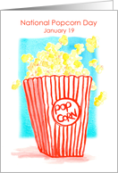 National Popcorn Day January 19 Watercolor card