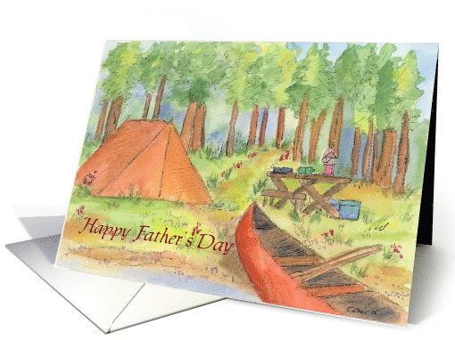 Happy Father's Day Camping Canoe Tent Forest card (160420)