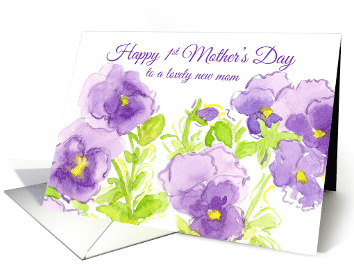 1st Mother's Day Pansies Lovely New Mom card (160422)