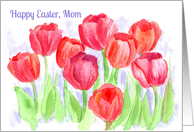 Happy Easter Mom Red Tulip Watercolor Flowers card