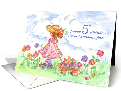 Happy Fifth Birthday Great Granddaughter Little Girl card (1610818)