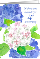 Wishing You A Wonderful Fourth Anniversary Hydrangea Flowers card