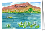 Congratulations On Your Retirement Lake Fish Kayak card