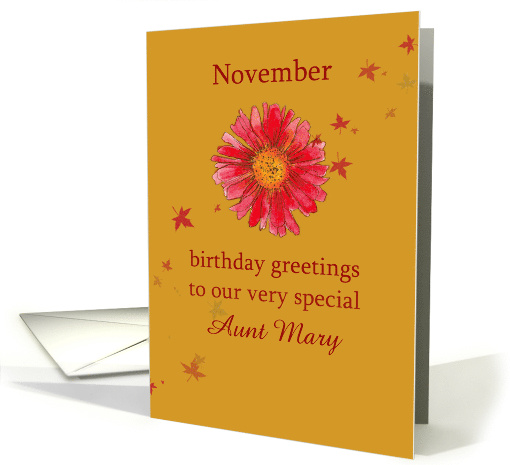 November Birthday Greetings Aunt Custom Name card (1655972)