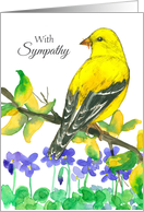 With Sympathy Goldfinch Bird Violet Flowers card