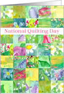 National Quilting Day Patchwork Flower Quilt Watercolor card