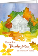 Happy First Thanksgiving In Your New Home Autumn Leaves card
