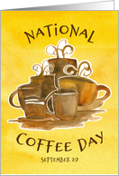 National Coffee Day September 29 Watercolor Mugs card