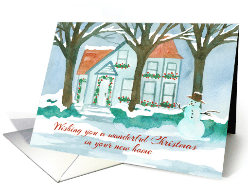 Wishing You A Wonderful Christmas In New Home Snowman card (1703722)