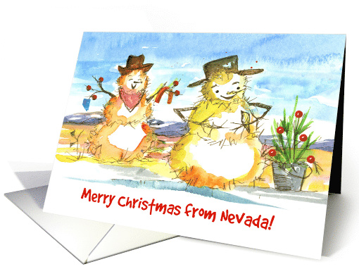 Merry Christmas From Nevada Tumbleweed Snowman card (1707198)