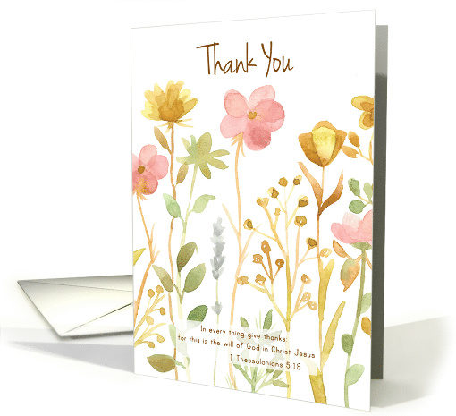 Thank You Thessalonians Bible Verse Watercolor Flowers card (1729094)